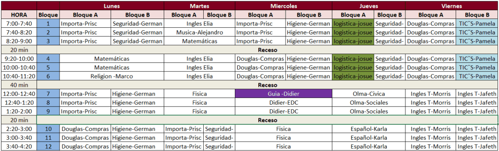 Horario Sección 10-2