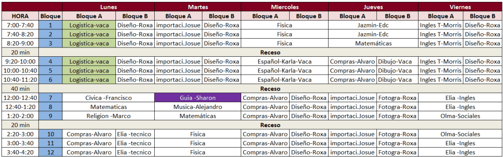 Horario Sección 10-4