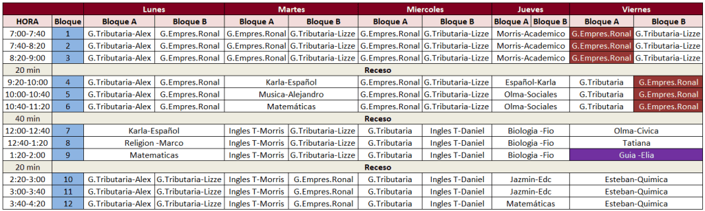 Horario Sección 11-2