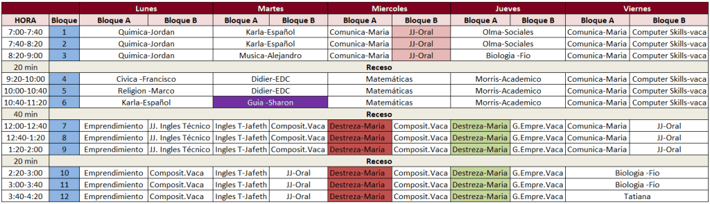 Horario Sección 11-4